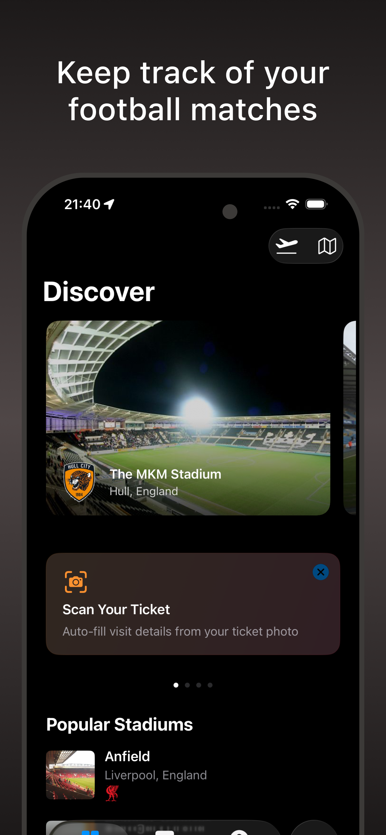 Discover stadiums and browse popular grounds