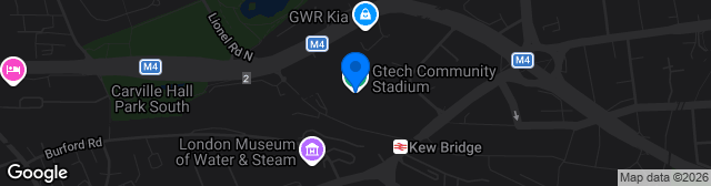 Map showing Gtech Community Stadium