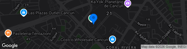 Map showing Estadio Olímpico Andrés Quintana Roo