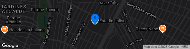Map showing Estadio Jalisco