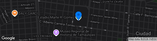 Map showing Estadio Olímpico Ing. Marte R. Gómez
