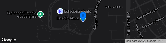 Map showing Estadio AKRON