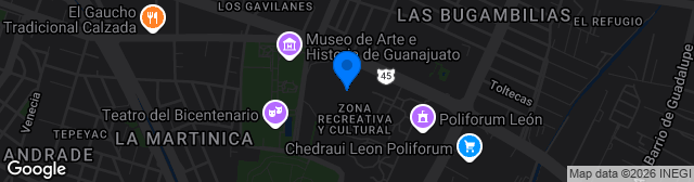 Map showing Estadio León (Nou Camp)