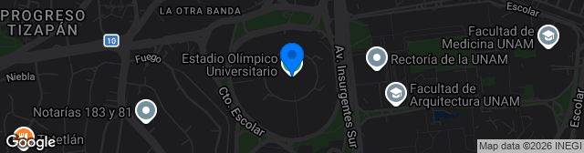 Map showing Estadio Olímpico de Universitario