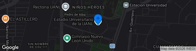 Map showing Estadio Universitario de Nuevo León