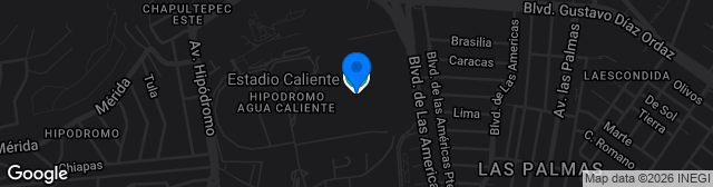 Map showing Estadio Caliente
