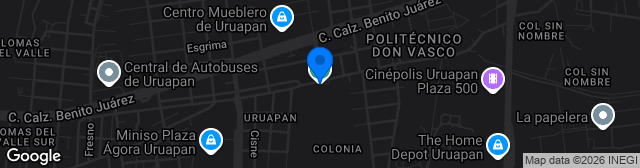 Map showing Estadio Unidad Deportiva Hermanos López Rayón