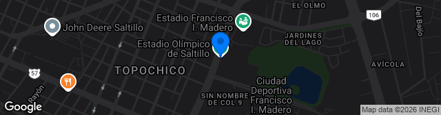 Map showing Estadio Olímpico Francisco I. Madero