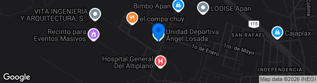 Map showing Unidad Deportiva Ángel Losada