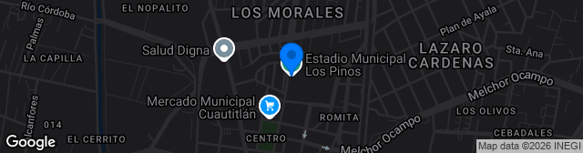 Map showing Estadio Municipal Los Pinos