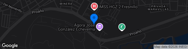 Map showing Unidad Deportiva Minera Fresnillo