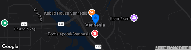 Map showing Sparebanken Sør-banen Vennesla