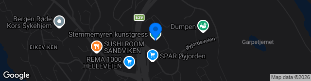 Map showing Stemmemyren kunstgressbane