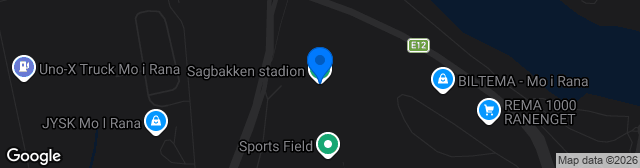 Map showing Nye Sagbakken Stadion