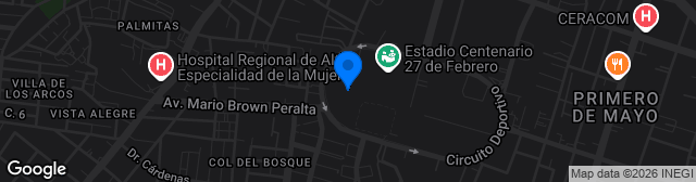 Map showing Estadio Olímpico de Villahermosa