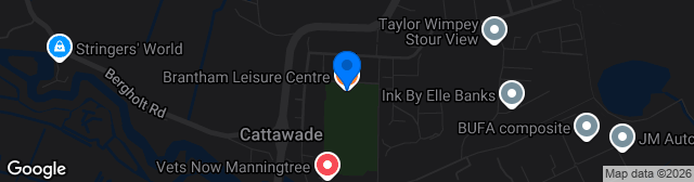 Map showing Brantham Leisure Centre