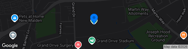 Map showing Prince George's Fields