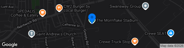 Map showing Mornflake Stadium