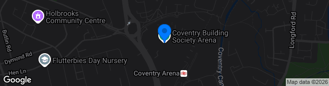 Map showing The Coventry Building Society Arena