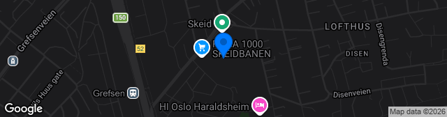 Map showing Nordre Åsen kunstgress