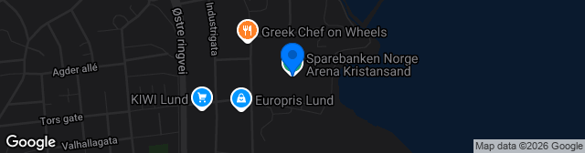 Map showing Sparebanken Sør Arena