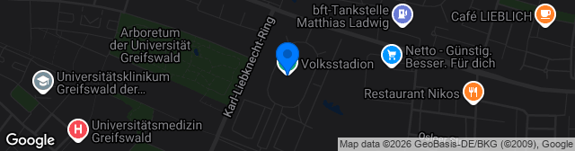 Map showing Volksstadion Greifswald