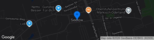 Map showing Sparkassenarena Stadt Seelow