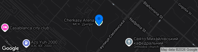 Map showing Cherkasy Arena