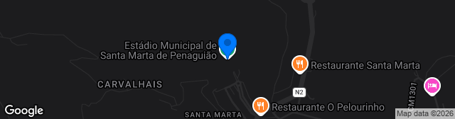 Map showing Estádio Municipal de Santa Marta de Penaguião