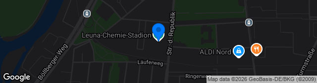 Map showing Leuna Chemie Stadion