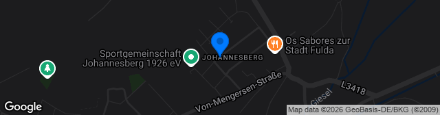 Map showing Rasenplatz 1 Fulda-Johannesberg