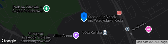 Map showing Stadion Miejski LKS Lodz