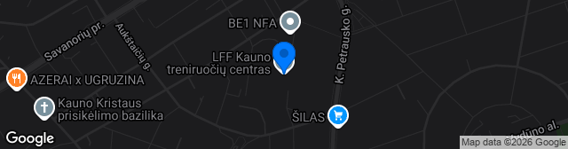 Map showing LFF Kauno treniruočių centras