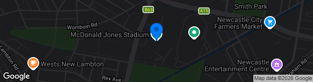 Map showing McDonald Jones Stadium