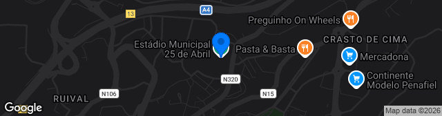Map showing Estádio Municipal 25 de Abril