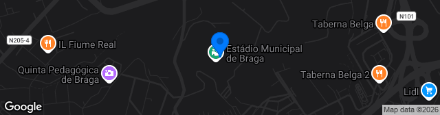 Map showing Estádio Municipal de Braga