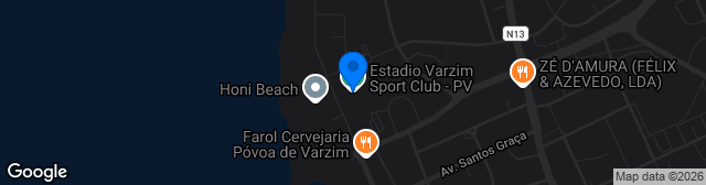 Map showing Estádio Varzim Sport Club