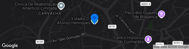Map showing Estádio Dom Afonso Henriques