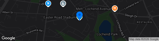 Map showing Easter Road Stadium