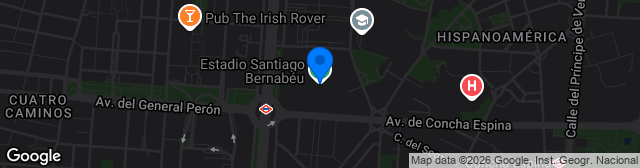 Map showing Estadio Santiago Bernabéu