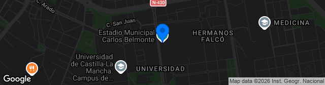 Map showing Estadio Carlos Belmonte