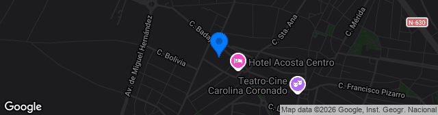 Map showing Estadio Francisco de la Hera