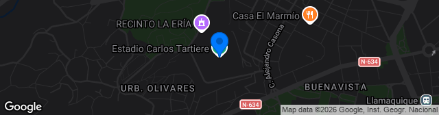 Map showing Estadio Nuevo Carlos Tartiere