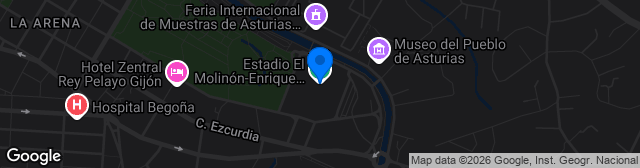 Map showing Estadio Municipal El Molinón