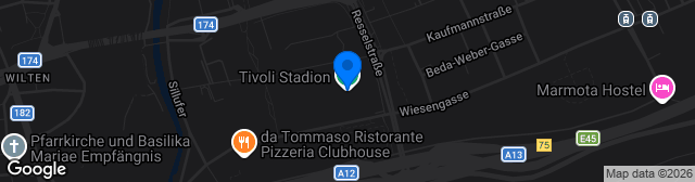 Map showing Tivoli Stadion Tirol