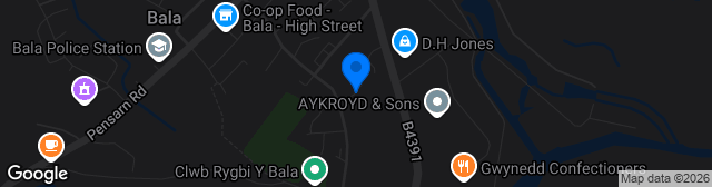 Map showing Maes Tegid