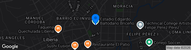 Map showing Estadio Edgardo Baltodano Briceño