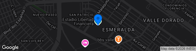 Map showing Estadio Alfonso Lastras Ramírez