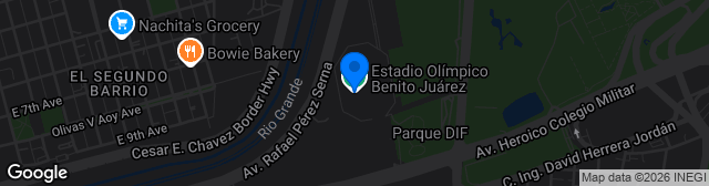 Map showing Estadio Olímpico Benito Juárez