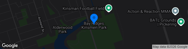 Map showing Kinsmen Park Large Turf Pickering